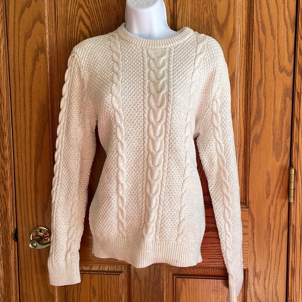 Banana Republic cable knit sweater cotton/wool/nylon size small cream